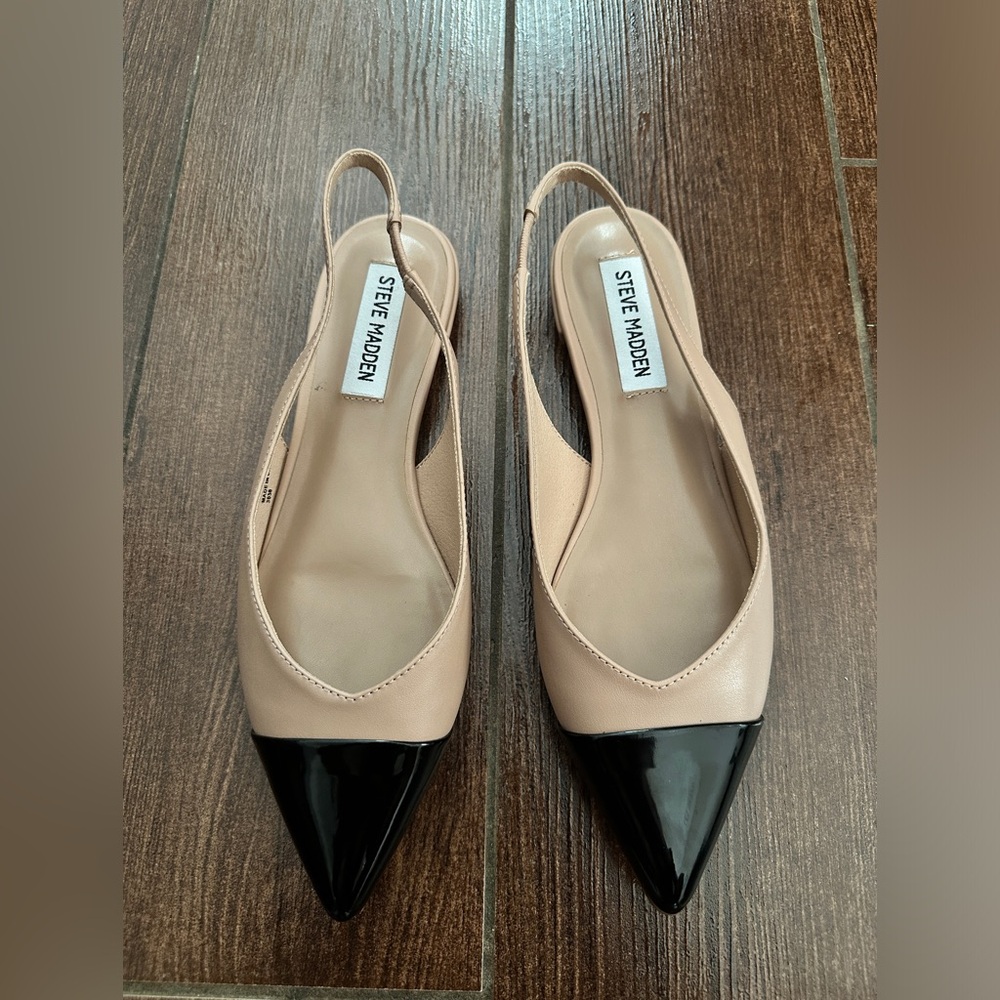 Tan & Black Steve Madden Flats